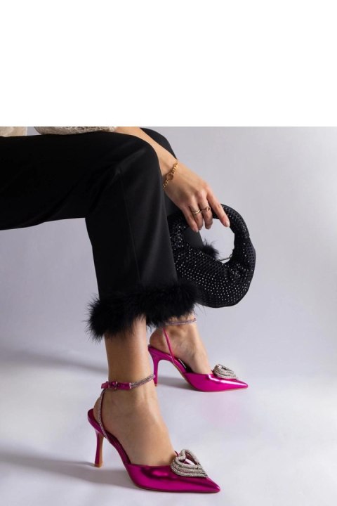 Różowe szpilki z odkrytą pięta zdobione cyrkoniami Isoda - Solea