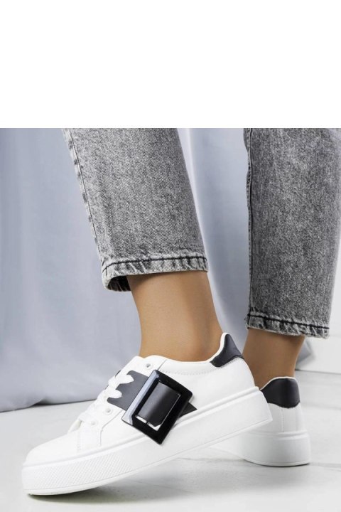 Białe sneakersy zdobione czarną klamerką Toni - Solea
