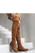Brązowe długie kozaki na platformie z eko-zamszu Hallora - Solea