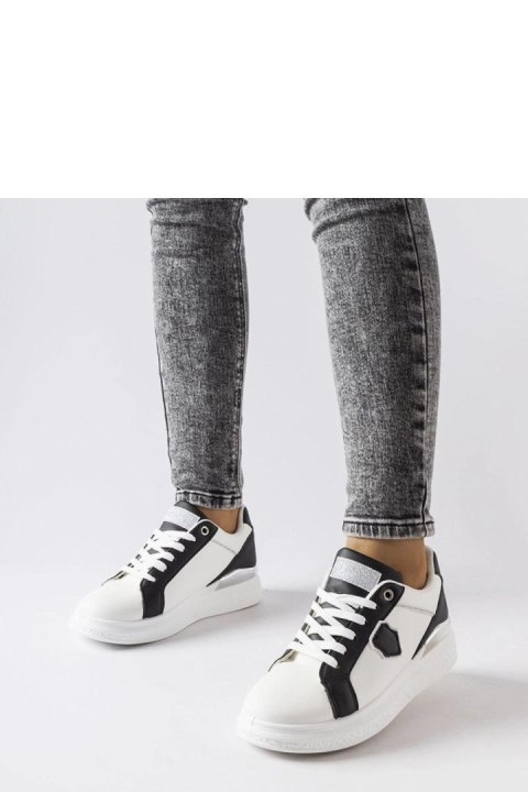 Biało-czarne sneakersy ze srebrnym akcentem Via - Solea
