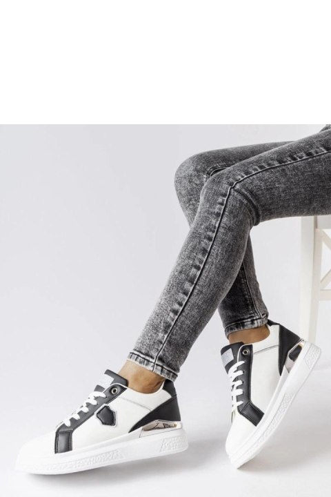 Biało-czarne sneakersy ze srebrnym akcentem Via - Solea