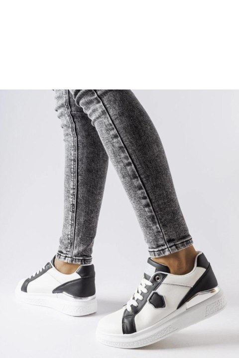 Biało-czarne sneakersy ze srebrnym akcentem Via - Solea