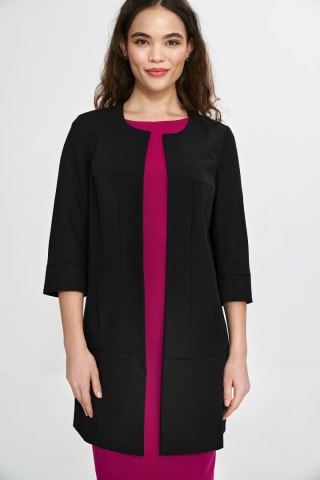 Dłuższa marynarka z przeszyciami z rękawem 3/4 Z80 Black - Nife