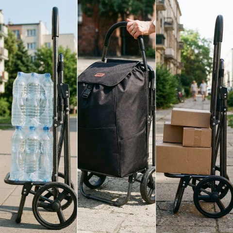 NC4303 WÓZEK NA ZAKUPY Z SIEDZISKIEM 40L CZARNY NILS