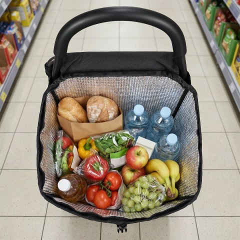 NC4303 WÓZEK NA ZAKUPY Z SIEDZISKIEM 40L CZARNY NILS