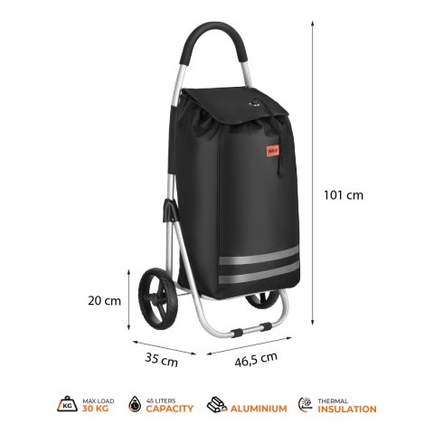 NC4304 WÓZEK ZAKUPOWY SKŁADANY 45L CZARNY NILS