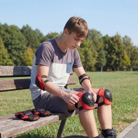 H210 ZESTAW OCHRANIACZY CZERWONY ROZM. XS NILS EXTREME