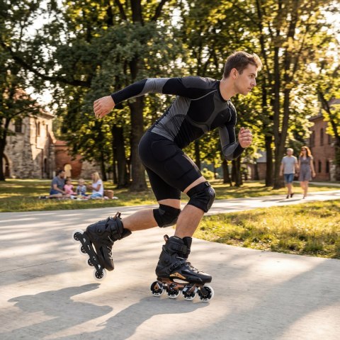 NA1601 ŁYŻWOROLKI SLALOMOWE SLAYD CZARNE ROZM. 39 NILS EXTREME