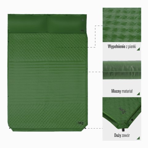 NC4060 ZIELONA MATA SAMOPOMPUJĄCA DWUOSOBOWA Z PODUSZKĄ NILS CAMP
