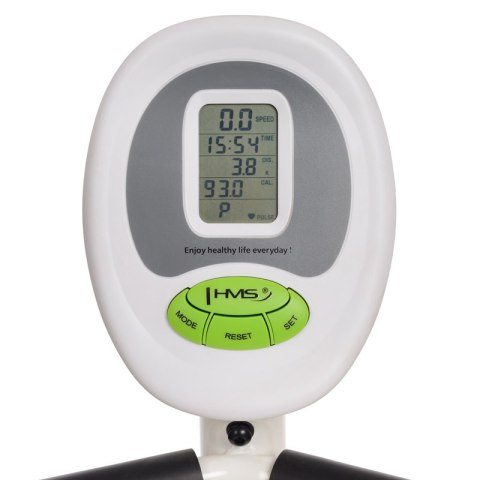 R9259* POZIOMY ROWER STACJONARNY MAGNETYCZNY HMS (9 KG) biało-zielony