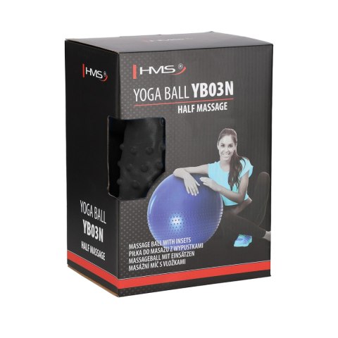 YB03 NEW 75CM BLACK PIŁKA GIMNASTYCZNA MASUJACA HMS