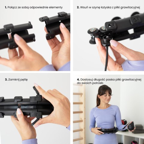 HHW01 HULA HOP BLACK Z WYPUSTKAMI I OBCIĄŻNIKIEM HMS