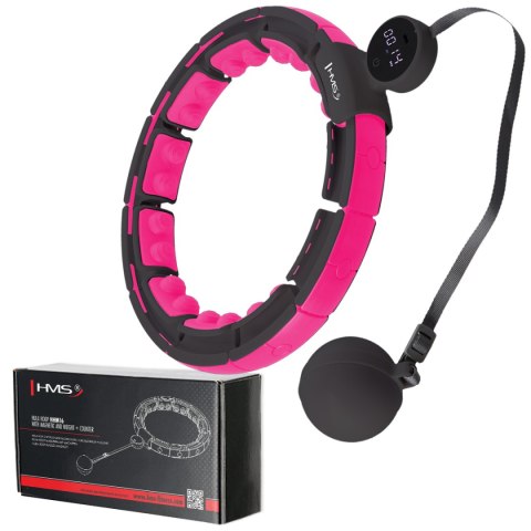 HHM16 HULA HOP BLACK/PINK Z MAGNESAMI I OBCIĄŻNIKIEM + LICZNIK HMS