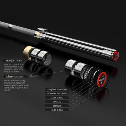 GO700 + ZACISK ZG1000 RED GRYF OLIMPIJSKI 20KG 2200MM HMS PREMIUM