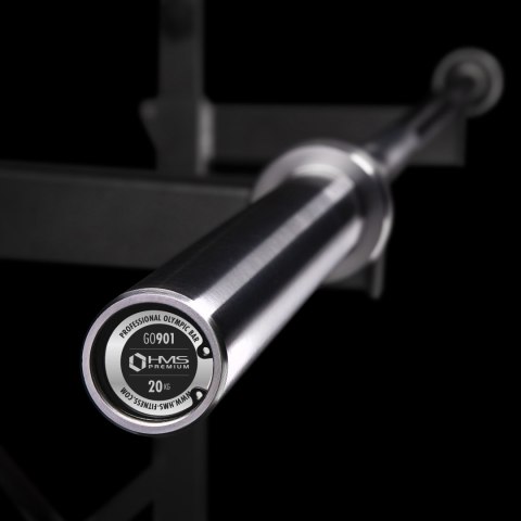 GO901 GRYF OLIMPIJSKI 20KG 2200MM HMS PREMIUM + ZG1500 SILVER ZACISKI LOCK JAW (2 szt)