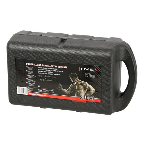 STC21 SZTANGIELKI REGULOWANE W WALIZCE CHROMOWANE 20KG HMS