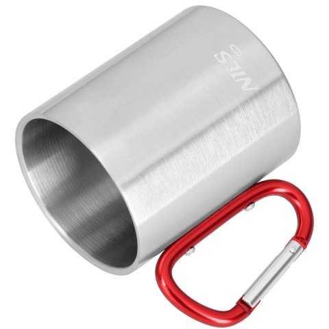 NC17110 KUBEK KEMPINGOWY Z KARABIŃCZYKIEM 300 ML STAL NIERDZEWNA CZERWONY NILS CAMP