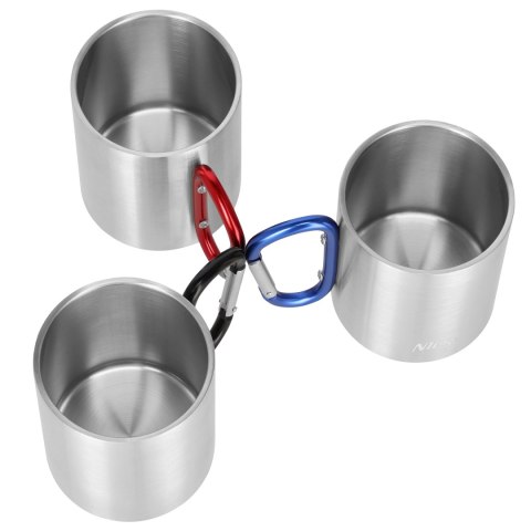 NC17110 KUBEK KEMPINGOWY Z KARABIŃCZYKIEM 300 ML STAL NIERDZEWNA NIEBIESKI NILS CAMP