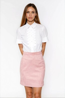 Biała koszula z plisami na dekolcie K90 White - Nife