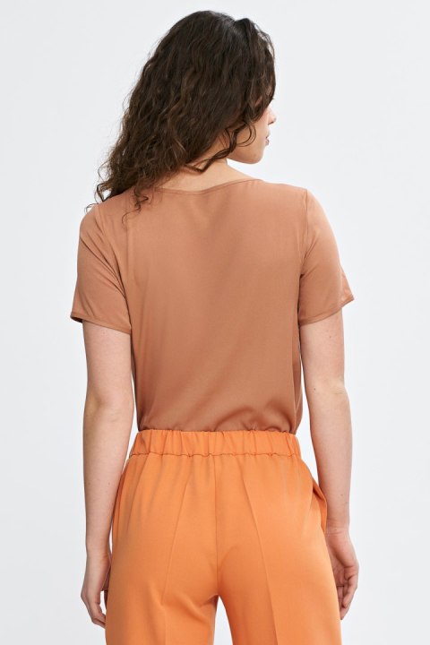 Bluzka basic z krótkim rękawem B193 Carmel - Nife