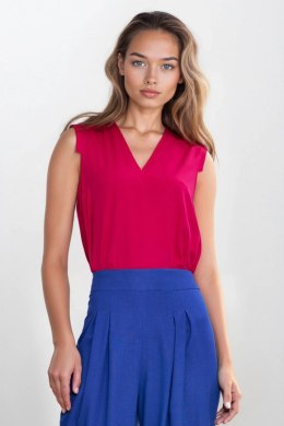 Bluzka bez rękawów z dekoltem V B191 Fuksja - Nife