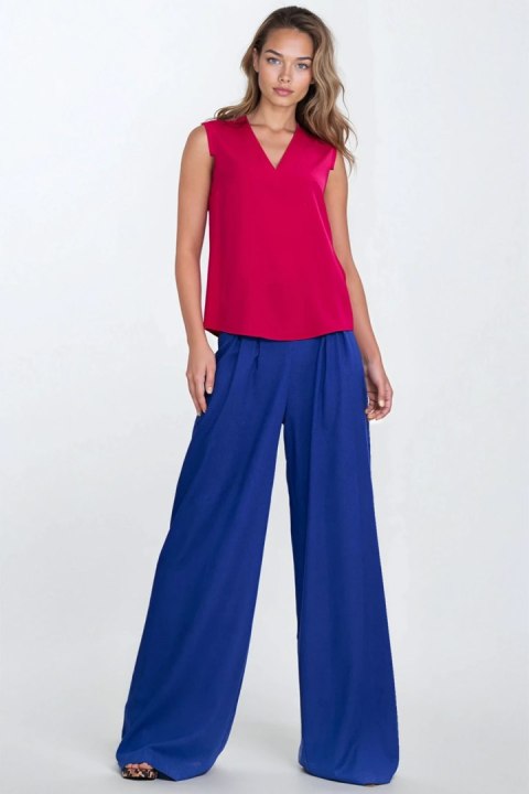 Bluzka bez rękawów z dekoltem V B191 Fuksja - Nife