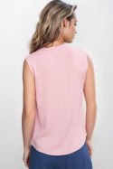 Bluzka bez rękawów, z dekoltem V B191 Pink - Nife