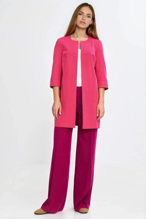 Dłuższa marynarka z przeszyciami z rękawem 3/4 Z92 Pink - Nife