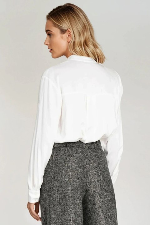 Wiskozowa bluzka polo ze stójką B194 Ecru - Nife