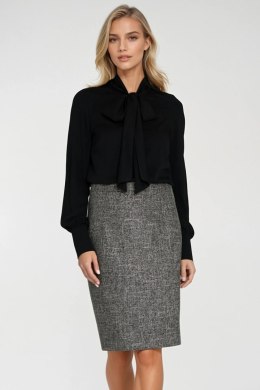 Wiskozowa bluzka z szarfą B204 Black - Nife