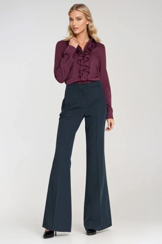 Wiskozowa bluzka z żabotem B202 Śliwka - Nife