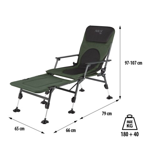 NC1802 FOTEL WĘDKARSKI Z PODNÓŻKIEM NILS CAMP