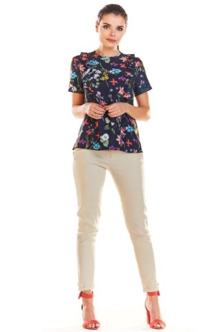 Bluzka Model M198 Flowers Navy - Infinite You