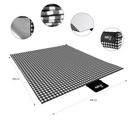 NC2311 KOC PIKNIKOWY BIAŁO-CZARNY 200x200 CM PE + ALU NILS CAMP