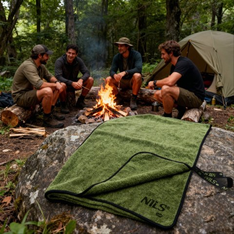 NCR15 RĘCZNIK Z MIKROFIBRY WOJSKOWY KHAKI 120x60 cm NILS CAMP