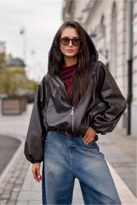 Kurtka Damska Model Hoodiva CBR KUR0033 Dark Brown - Roco Fashion