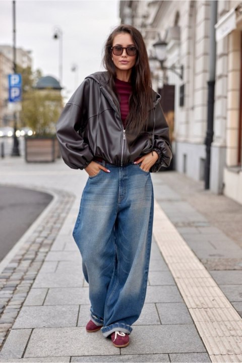 Kurtka Damska Model Hoodiva CBR KUR0033 Dark Brown - Roco Fashion