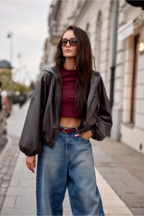 Kurtka Damska Model Hoodiva CBR KUR0033 Dark Brown - Roco Fashion